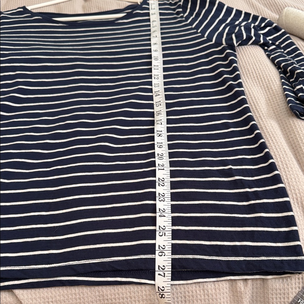 Pink Tartan sz XL 100% Cotton Navy & White Striped Women's Top breton nautical - Picture 7 of 7